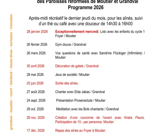 Programme annuel aîné 2026 (Foto: Gabriela Flück) Programme annuel aîné 2026 (Foto: Gabriela Flück)